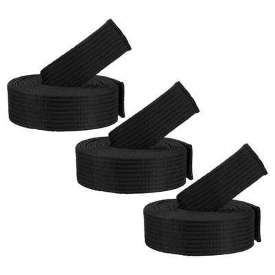 Taekwondo Farbige Gürtel für Ranglisten, 3er Pack 1,6"x7,2FT Gürtel, Schwarz - Bild 1 von 4