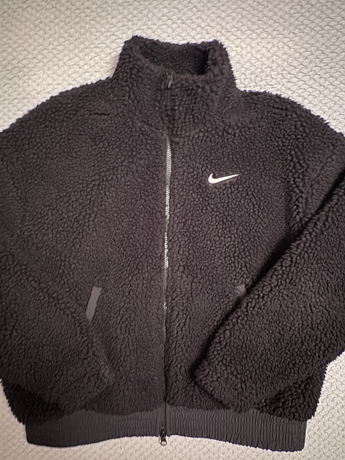 Nike Women's M Swoosh Sherpa Sportswear Jacket Zip Black DR5628-010 thumbnail 6