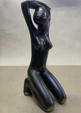 Modernist Polished Bronze African Nude Statue / Barbeitos - Lisbon