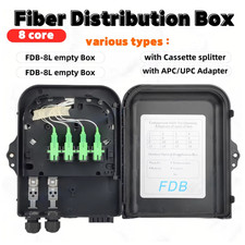 8 cores Fiber Optic Distribution Box uncut cable port Outdoor 1:8 splitter Box