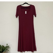 GAP Red Wine Scoop Neck Midi Dress