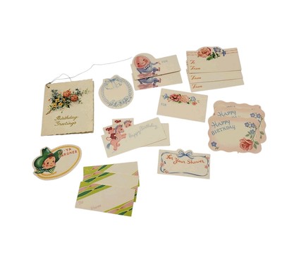 Lot Of 18 Vintage Gift Tags Birthday Baby Wedding Shower Junk Journal Ephemera 