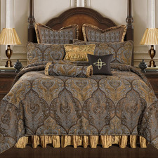 Luxury 9-Piece Jacquard Comforter Set in Bronze Gold for Queen Beds