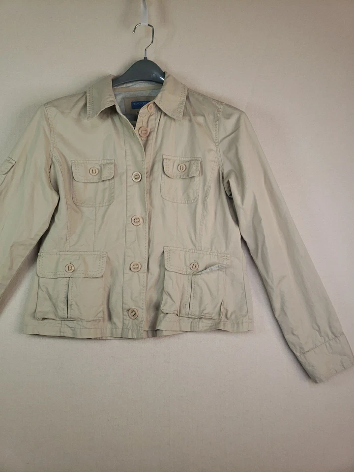 Chaqueta Safari Dockers Mujer Talla L 100% Algodón Caqui Tostado Botón De Colección Desertcore Foto 2 de 4
