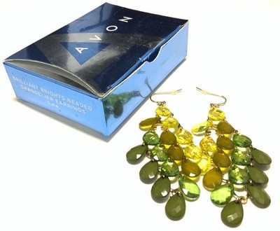 Avon Brilliant Bright Beaded Chandlier Dangle Drop Earrings New in Box LR123