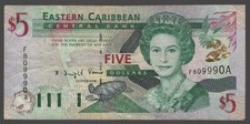 1994 Eastern Caribbean States Antigua $5 Banknote – Undated – P#31a