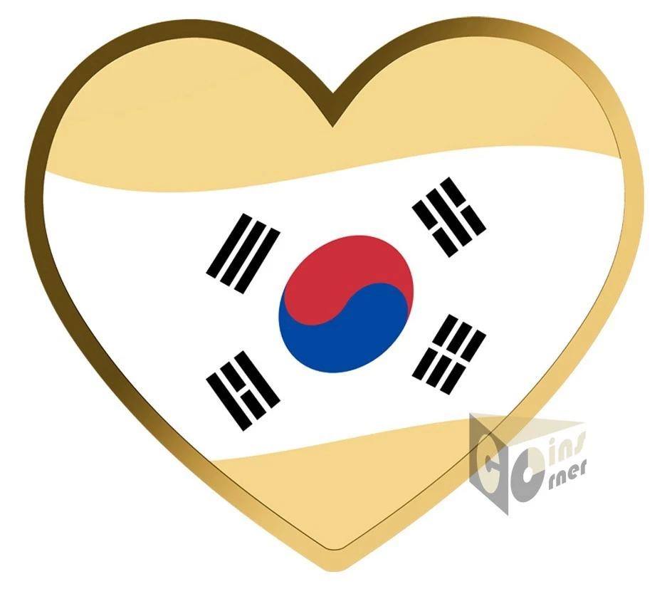 Corea del Sud a forma di cuore 1/1000 oz 999 moneta d'oro 3000 franchi Ciad - Immagine 3 di 4
