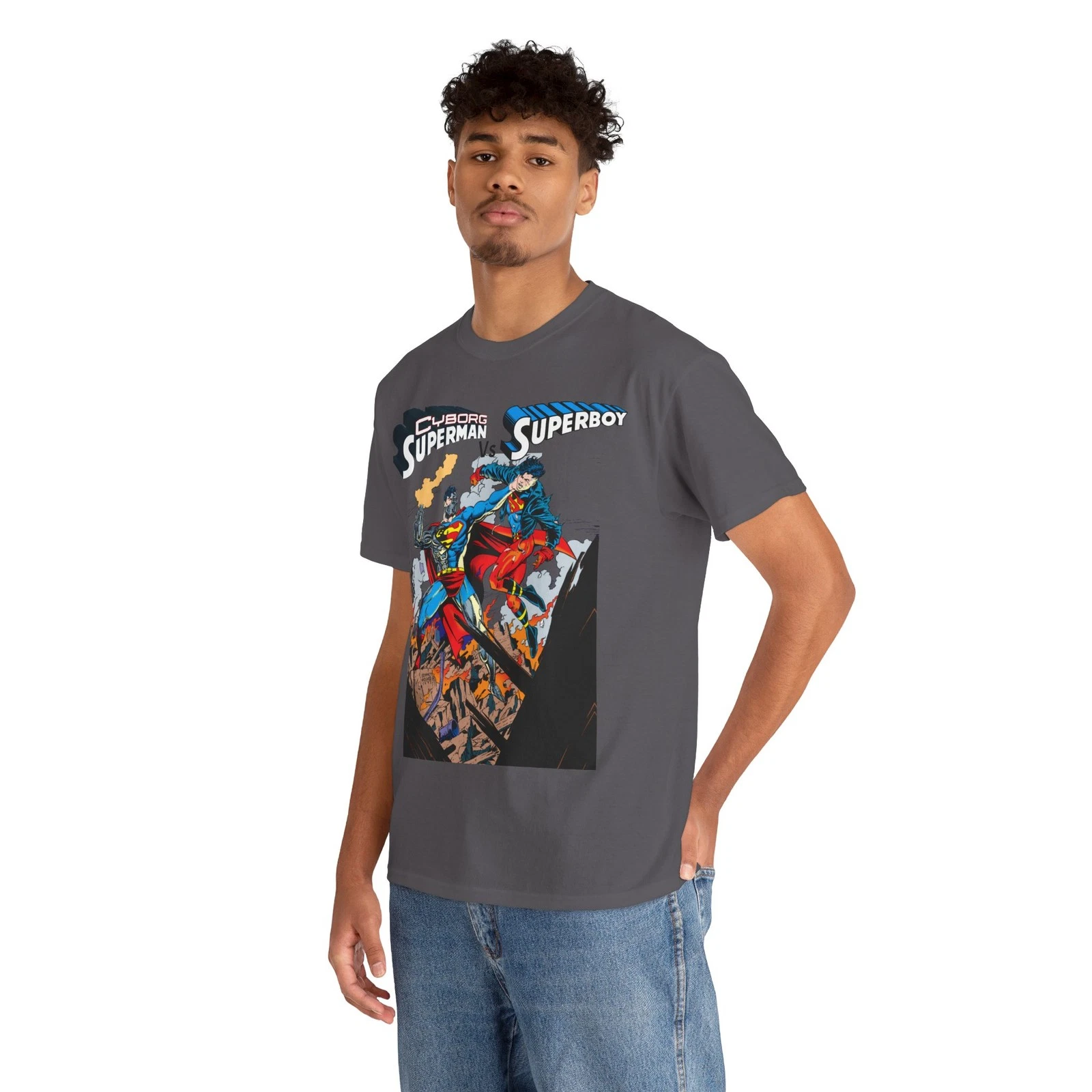 Cyborg Superman Vs Superboy T-Shirt - Tom Grummett Art - DC Comics