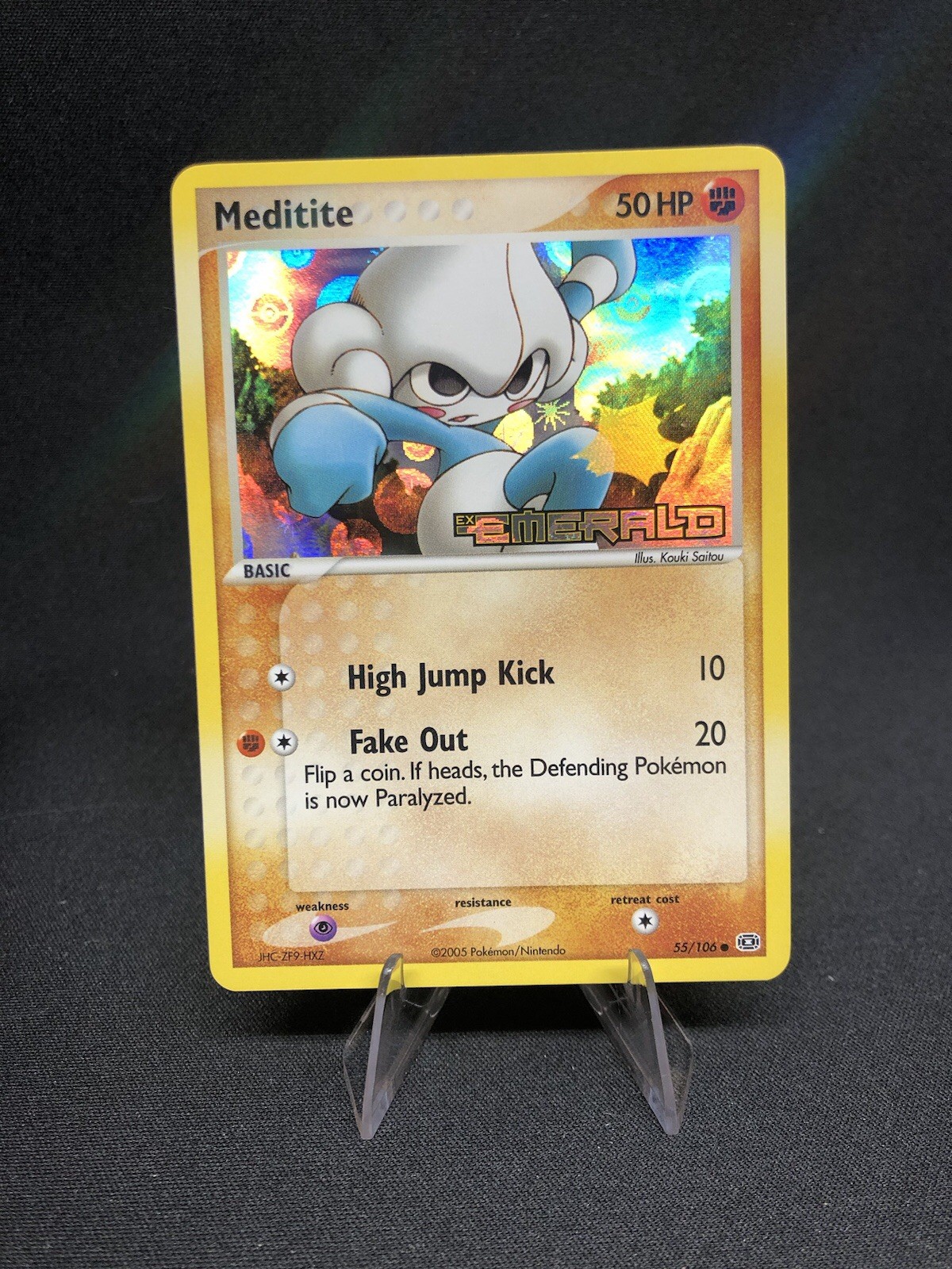 Meditite 55/106 Pokémon Emerald Stamped Reverse Holo NM