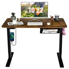 Height 48"  Adjustable Electric Standing Desk w/ Control Panel & USB Port Walnut