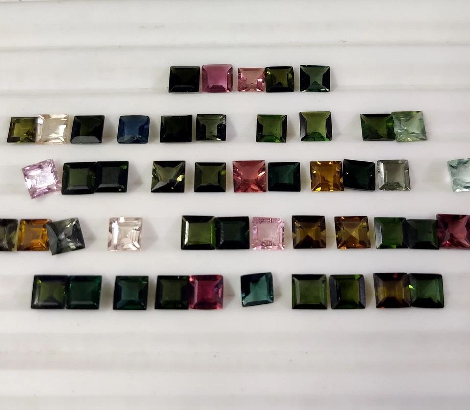 Natural Multi Color Tourmaline 5 mm Square Cut Loose Gemstone 50 Piece 28.75 Crt - Image 4 of 4