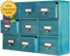9 Drawers Library Card Catalog Cabinet with Labels Apothecary Cabinet