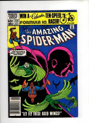 Amazing Spider-Man #224 1982 VF "LET FLY THESE AGED WINGS!" NEWSSTAND!