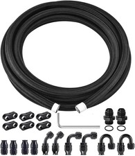 6AN PTFE Fuel Line Kit, AN6 E85 Nylon Braided Fuel Hose kit 20FT Black