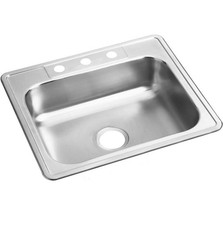 Dayton D125223 Single Bowl Drop-In Stainless Steel Sink, Satin, 25 X 22