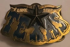 Lone Star Texas Brass Belt Buckle Number 141 Black