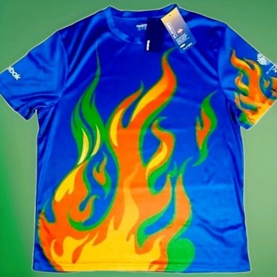 CRICKET WORLD CUP REEBOK SHIRT ICC CLIMALITE MENS XL FLAMES PEPSI RARE NEW TAGS!
