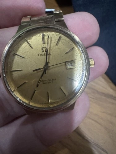 Vintage Omega Seamaster Quartz 10K Gold Filled Watch Cal 1342 For Parts/Repair