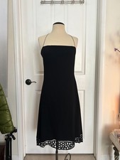 Elie Tahari Black Halter Tie-Neck Column Gown Designer Evening Women's