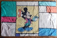 Vtg Disney Mickey Mouse Pillow Case 2 Sided Color Block Pacific Pillowcase
