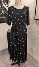 Vestido elástico Black Label Eva Picone negro lunares azul blanco manga 3/4 10