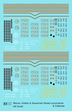K4 HO Scale Decals Macon, Dublin & Savannah Diesel Locomotive & Caboose