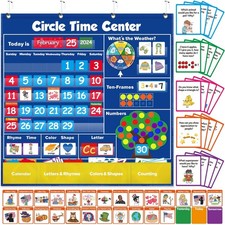 Circle Learning Time Center Pocket Chart Calendar Set, Educational Pocket Cha...