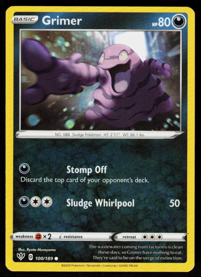 Grimer 100/189 Common Darkness Ablaze Pokemon Near Mint