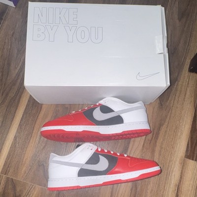 Nike Dunk Low By You Red White Black Lace Up Low Top Sneakers