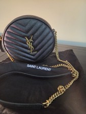 Saint Laurent Round Quilted Black Crossbody Bag Gold Chain w/ Dust Bag Card