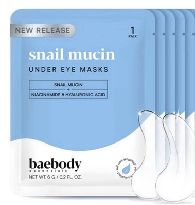 Baebody Snail Mucin Eye Patches 6 Pairs Anti-Aging Hydrating Pads Dark Circles