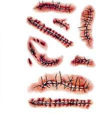 Zombie Scars Tattoos Bloody Scar with Fake Blood Costume Makeup Halloween Decor