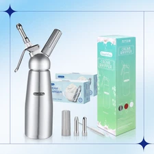 Cream Dispenser Whipped 0.5L 1 Pint Whipper Durable Aluminum w/ 100pcs Chargers