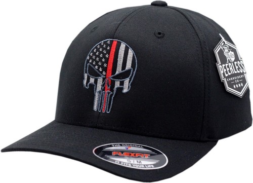 Punisher Red Line Preto Flex Fit Chapéu 