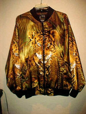 VINTAGE UNISEX LONDON FOG ANIMAL PRINT JACKET 2 POCKETS 22 INCH