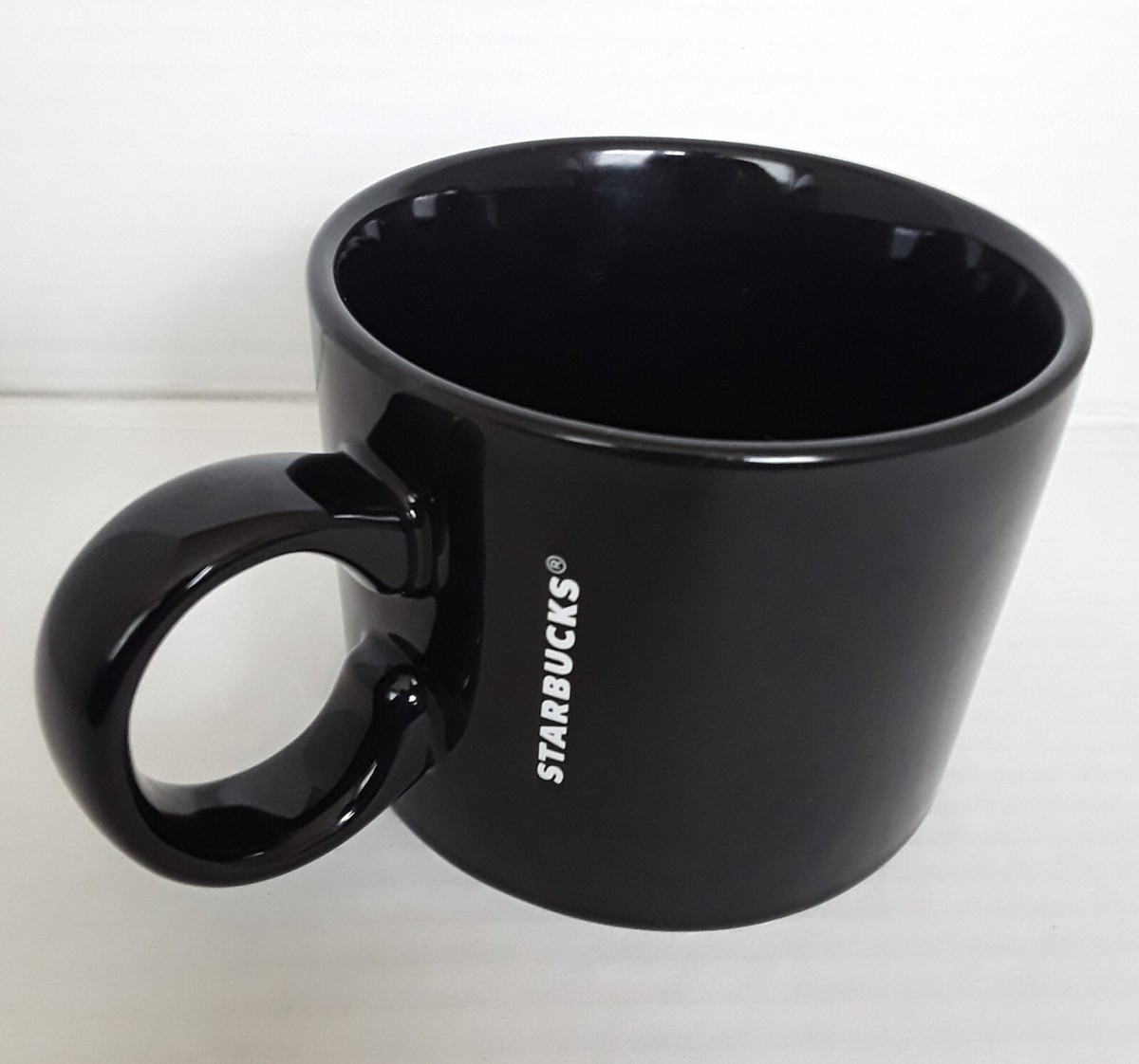 Starbucks Black 12 Oz Coffee Cup Mug White Logo Ceramic Microwave Safe New