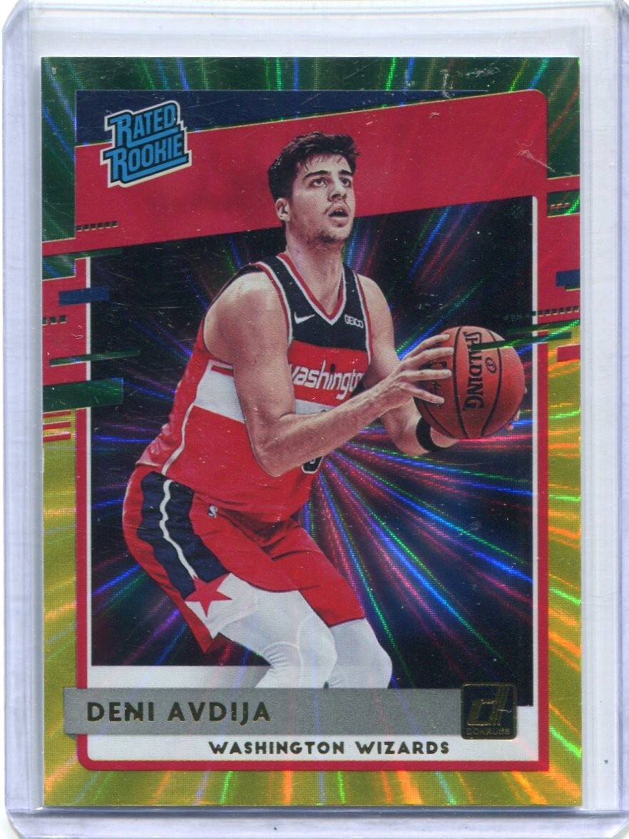 2020-21 Donruss Deni Avdija #205 RATED ROOKIE RC GREEN / YELLOW LASER SP Wizards
