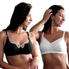 Ladies Royce Isabella Comfort Bra Wire Free Black / White 32 - 40 B C D E F FF G