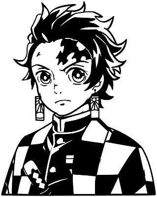 Demon Slayer Tanjiro Black & White Sticker - Anime PNG Stickers