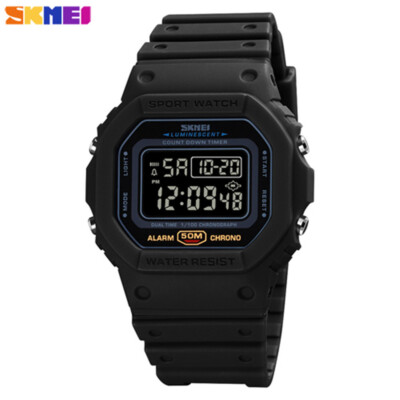 SKMEI Men Sport Watch Student Boys Digital Rectangle Wristwatch LED Stopwatch