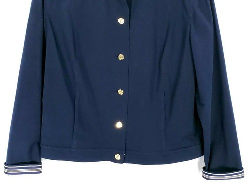 St. John Sport Marie Gray Jacket Women's Large Navy Nautical Button Front - Picture 3 of 10