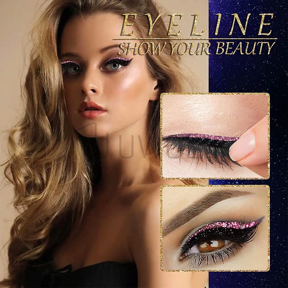80 PCS Reusable Eyeliner Sticker W/ Eyelashes False Eyelashes Glitter Eye Shadow - Image 3 of 4
