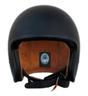 JOHNNY REB BURKE OPEN FACE LOW PROFILE MOTORCYCLE HELMET MATT BLACK BROWN LINING