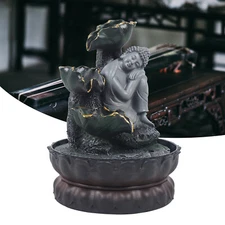 Tabletop Water Fountain Zen Meditation Indoor Waterfall Feature with LED Light