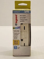 Legrand 1597LACCD12 Light Almond 125V 15A Self-Test GFCI Outlet with SafeLock