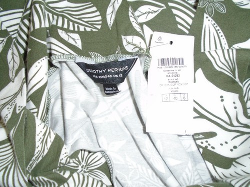 Dorothy Perkins Square Neck Vest khaki green cotton top Size 12 New Tags BNWT - Picture 2 of 5