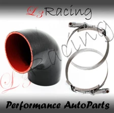 BLACK Elbow 3" 76mm 4-ply Silicone Coupler Hose Turbo Intake Intercooler TYTA