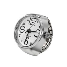 WATCH RING Finger Stretch Band Chrome Time Jewelry NEW Large Number White Gift