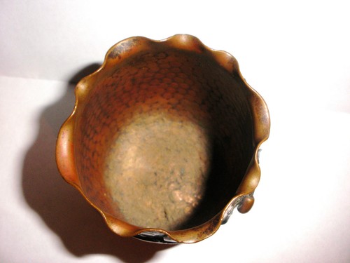 Rare antique Gorham Aesthetic Copper Sterling Silver Mixed Metals Hammered Vase - Picture 3 of 6