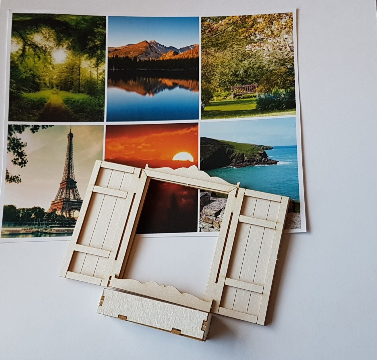 WINDOW & box dolls house 112th 24th scale chipboard trompe l'oeil